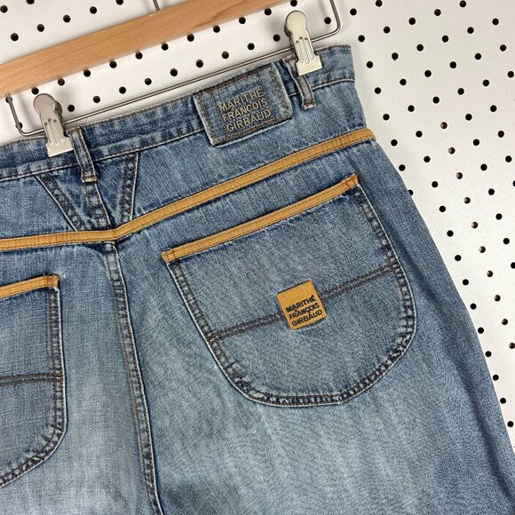 Girbaud 90s Hip Hop Baggy Jorts Size 36 Denim Wide Leg Distressed Skater Light - Picture 2 of 9